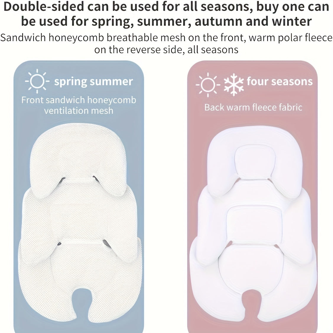 Baby Stroller Cushion Set with Safety Seat Inner Protector and Double-Sided Waist Cushion