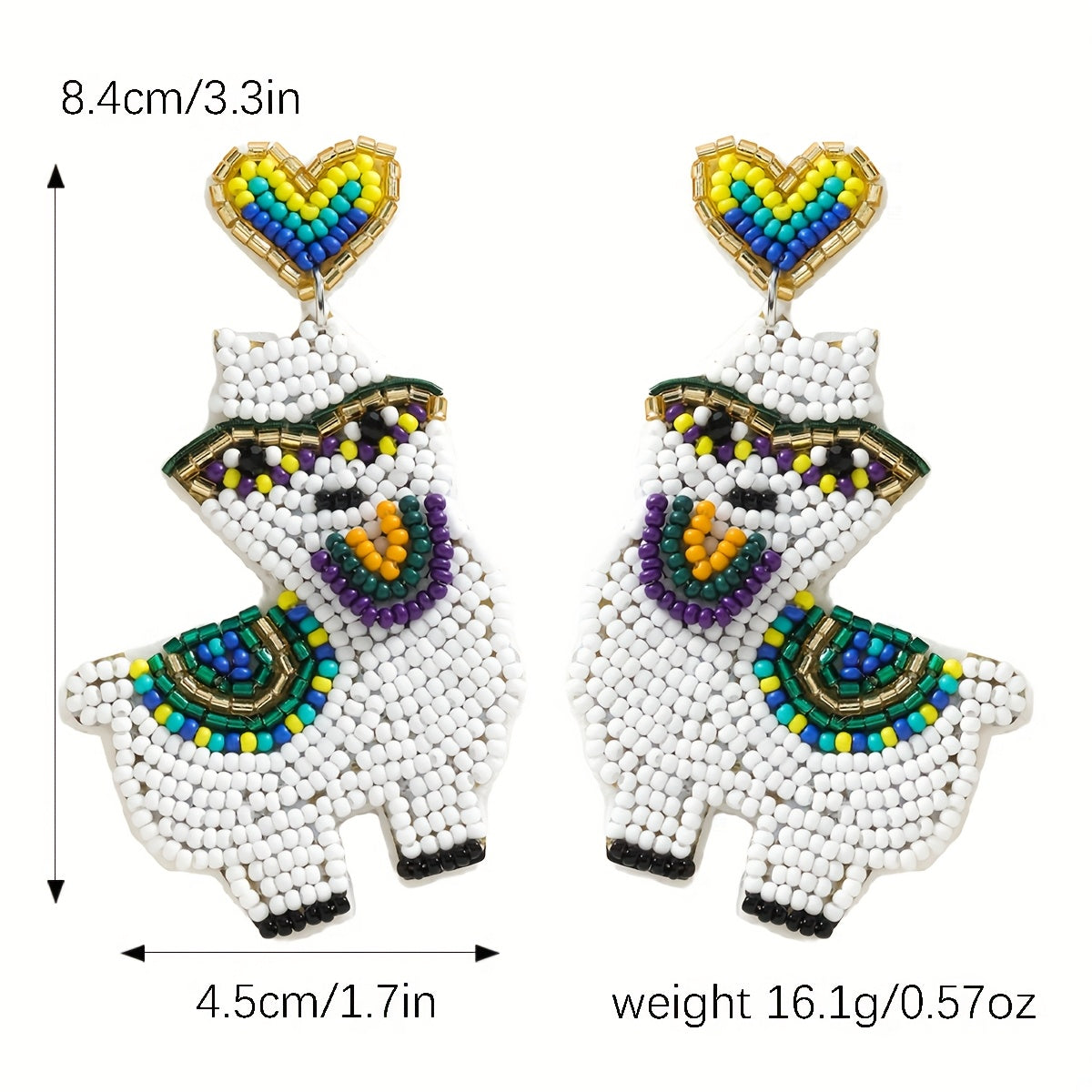 Pendientes de corazón con abalorios boho para mujer con poste de aleación de zinc