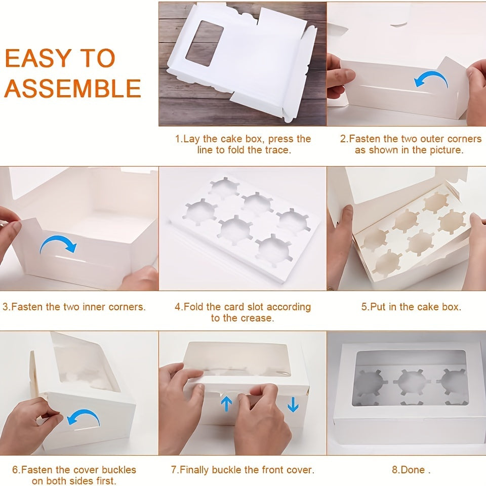 Pishirish va bayramlar uchun shaffof oynali 10-50 dona oq kek qutisi