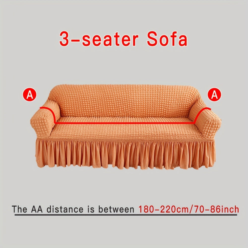 Beige Elastic Sofa Cover Fits All Sizes Machine Washable Living Room