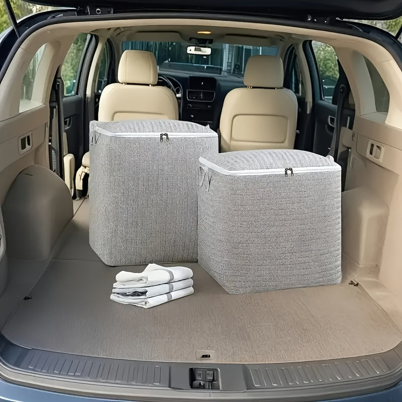 Large Storage Bag with Zipper Handles Non-Woven Material for Clothes Quilts Blankets in Bedroom Car Trunk