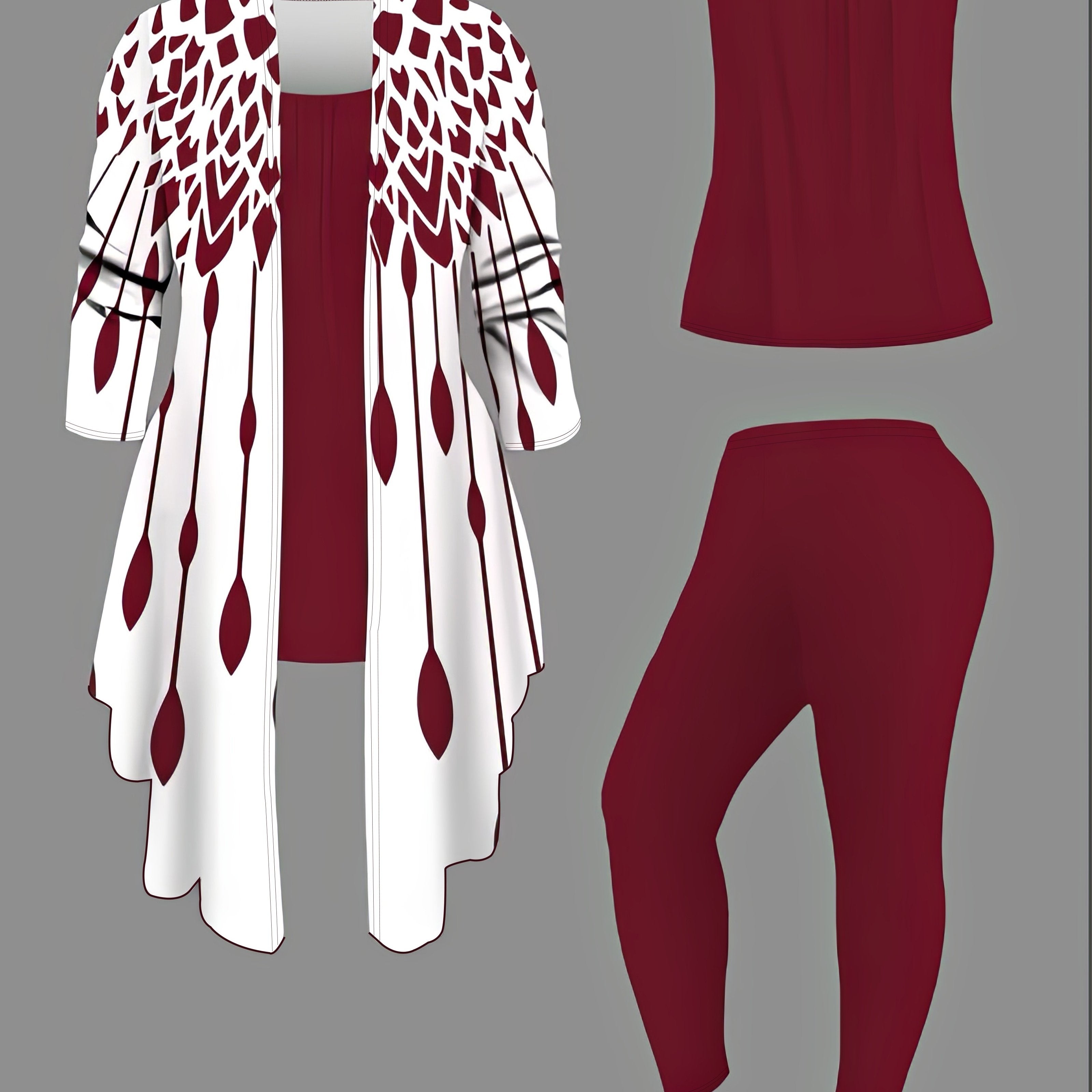 Plus Size Women's 3-Piece Leopard Print Cardigan Set Polyester Blend Machine Washable