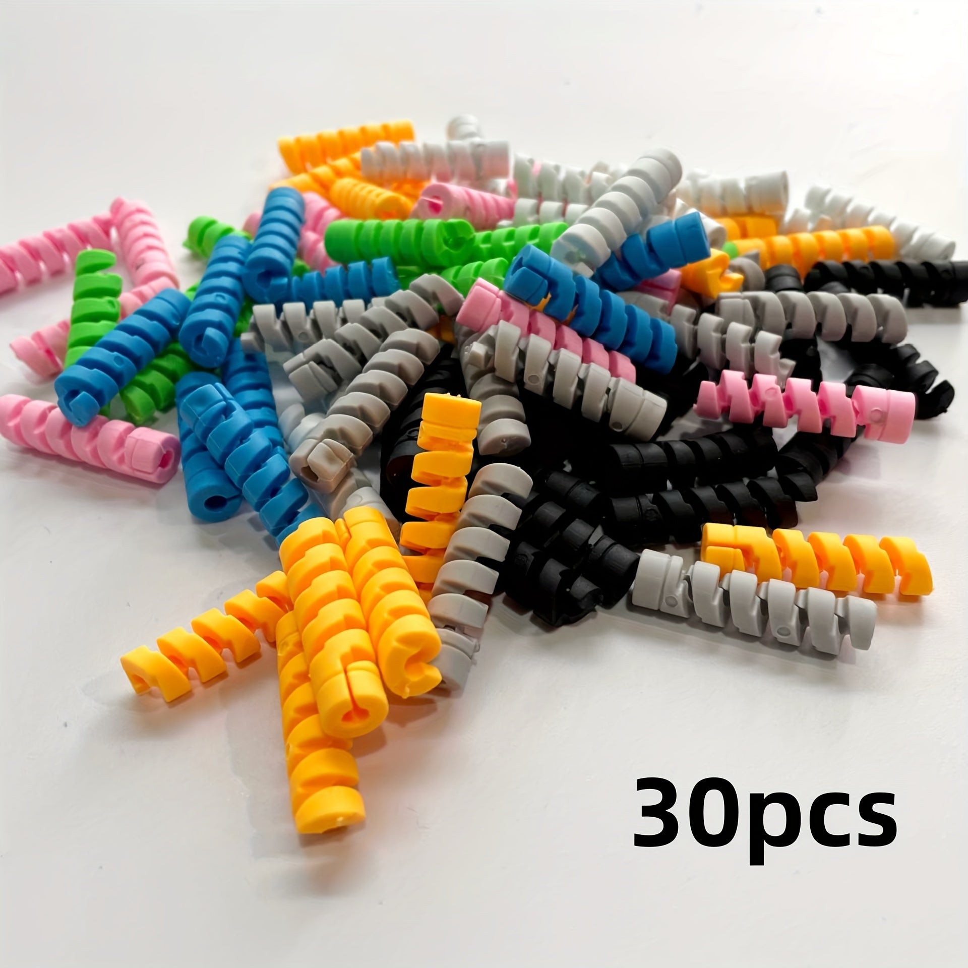 10/20/30 шт. органайзер для кабелей с спиральным защитным чехлом для зарядки мобильных телефонов и компьютеров. Силиконовое устройство предотвращает изгибание и поломку. Идеально подходит для хранения на столе и в ящиках дома.