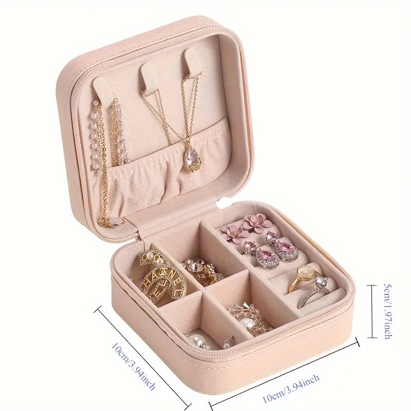 Caja organizadora portátil para joyas para pendientes, collares y anillos, almacenamiento de viaje