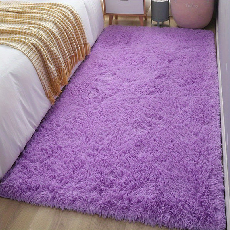 Alfombra de felpa ultra suave para cama, de pelo sintético y estilo shaggy, alfombra de dormitorio de 80x160 cm