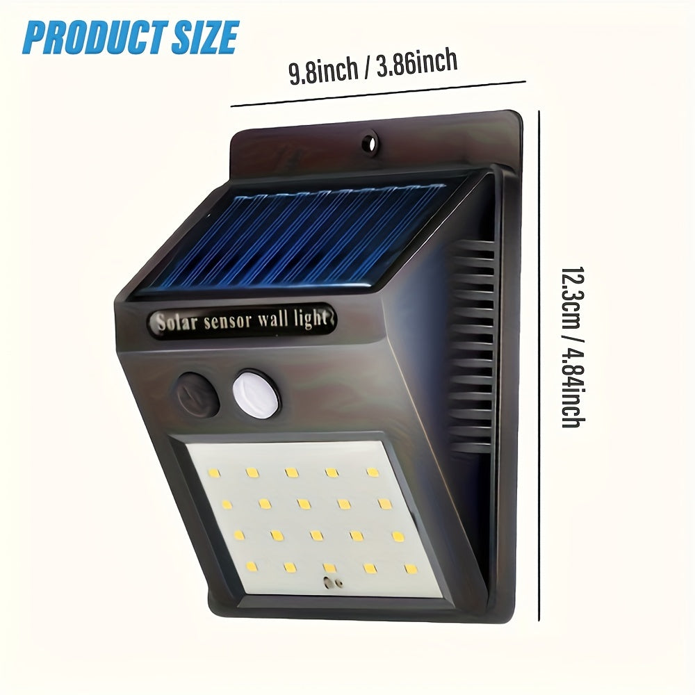 20 LED Solar Outdoor Light with Motion Sensor 3 Modes Wall Fence Garden Garage
