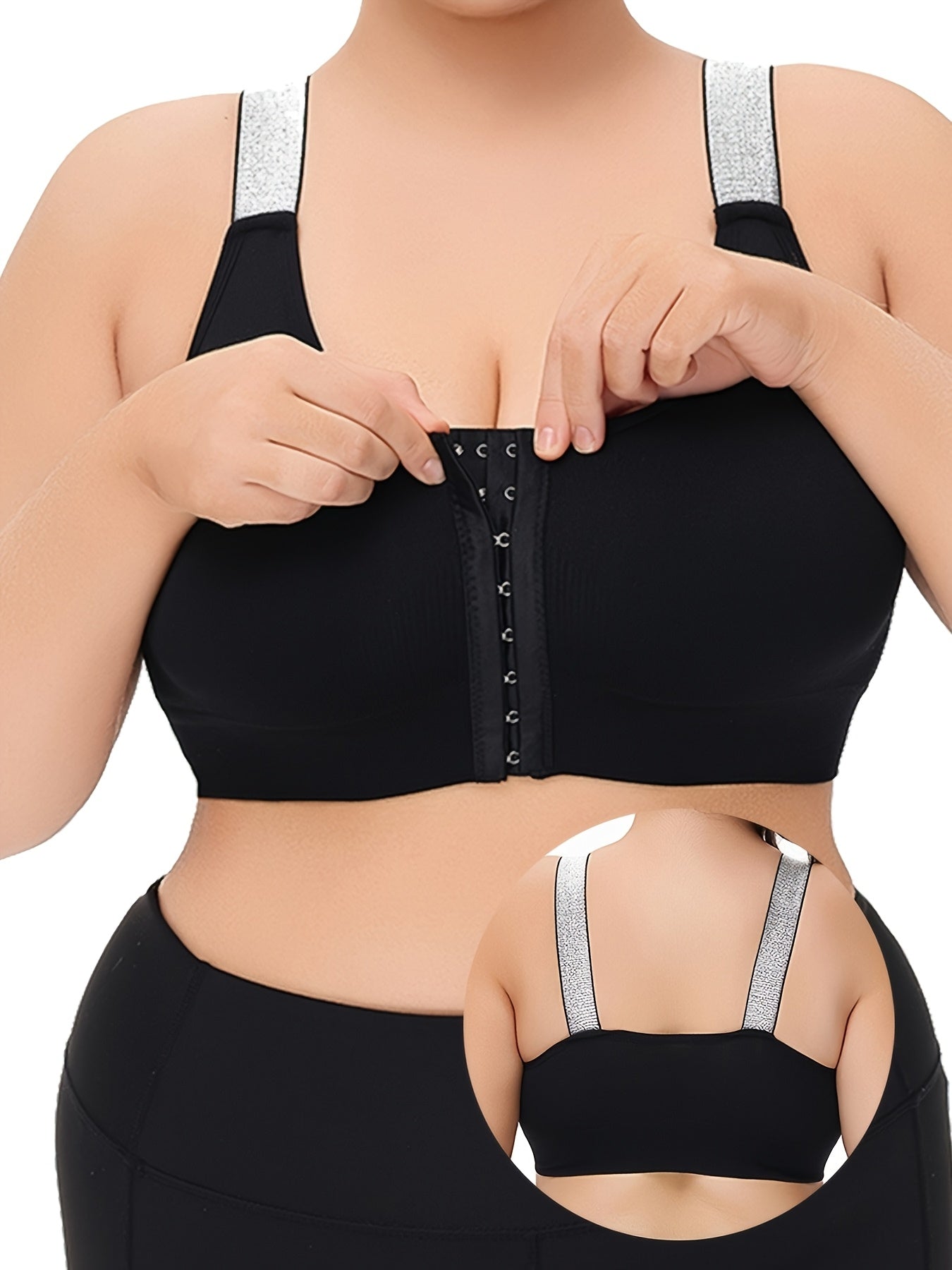 Women Breathable Sports Bra Wireless Adjustable Removable Pads Plus Size