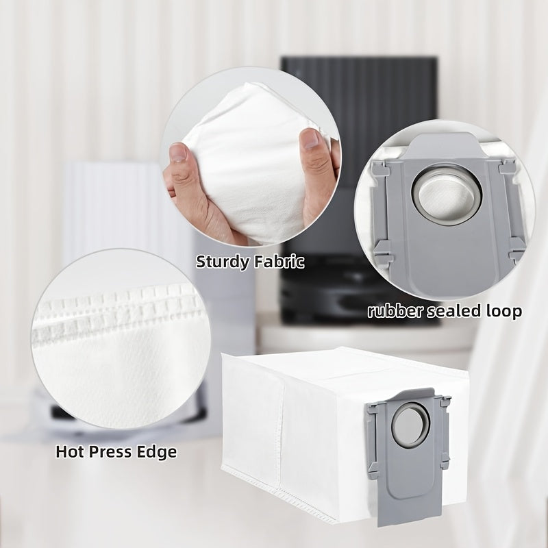 Упаковка из 8 мешков для пылесоса Roborock для Q Revo/Qrevo MaxV/S8 MaxV Ultra/S8 Max Ultra, изготовленных из тканевого материала, одноразовые мешки с прочной тканью и термозапечатанными краями, обеспечивают пылезащитное уплотнение.