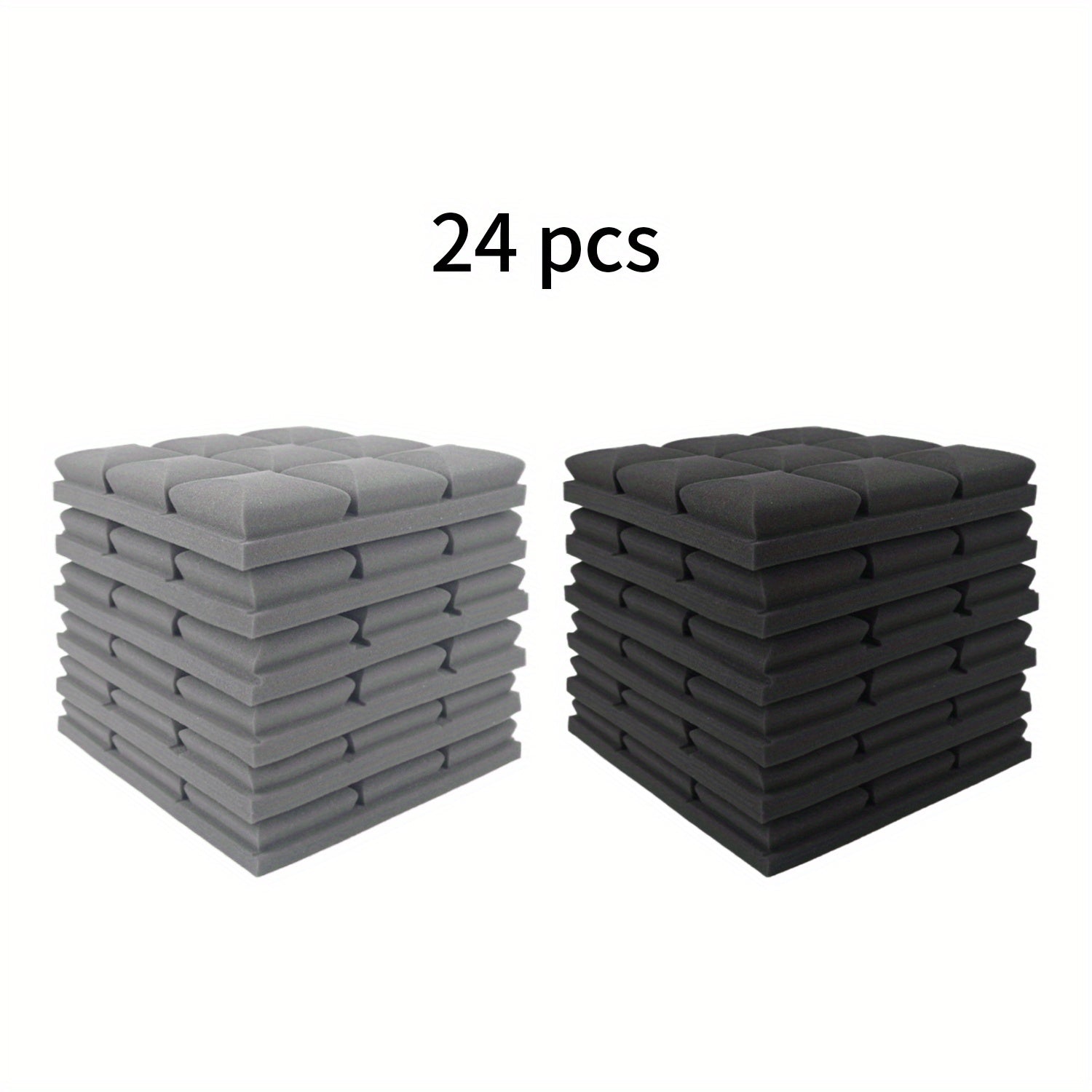Paquete de 24 paneles de espuma acústica 30.48x30.48x5.08 cm, baldosas de pared insonorizadas para oficina y estudio, negro y gris