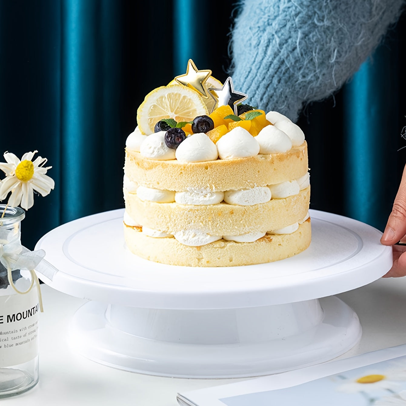 Juego de herramientas para decorar pasteles con plato giratorio y soporte para flores para hornear