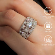 Women's Silver Ring 4.5g S925 Nickel-Free Synthetic Zircon Luxury Jewelry for Daily and Holiday Wear