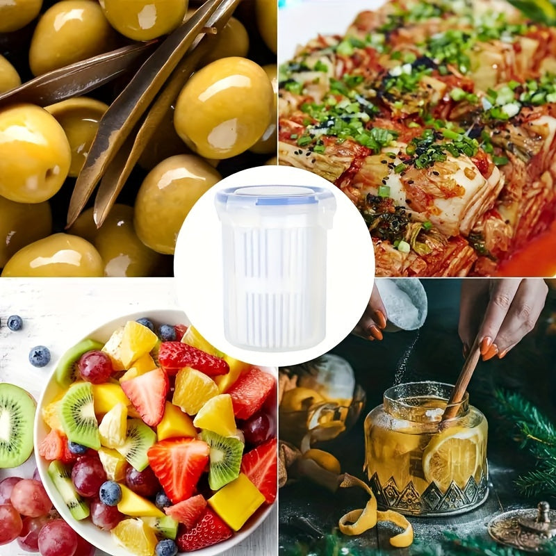 Непроницаемая банка для маринованных огурцов с дренажной корзиной - универсальный пластиковый контейнер для свежих продуктов - 10,92x13,46 см