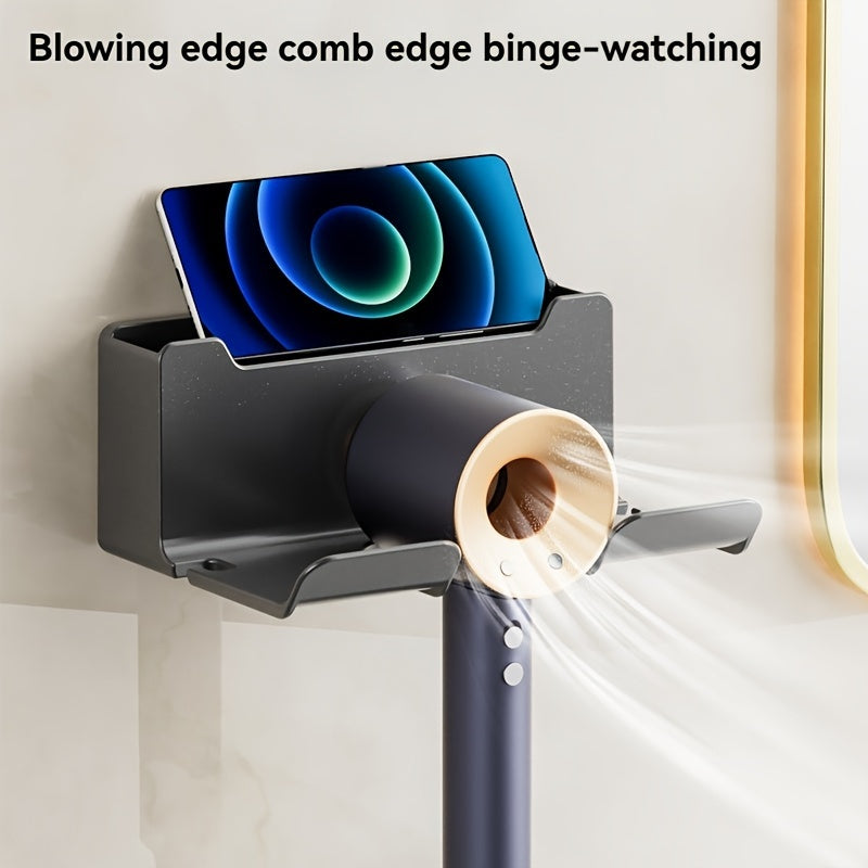 Soporte para secador de pelo de plástico multifuncional, organizador de baño, estante sobre la puerta