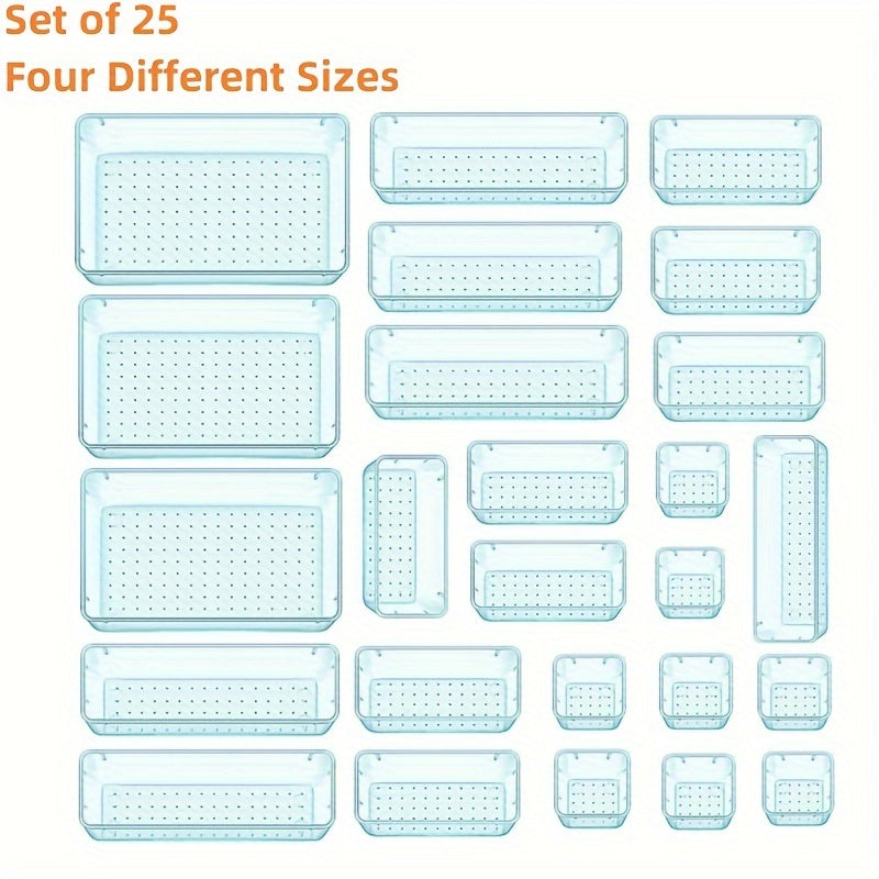 25pcs Multi-Functional Plastic Storage Box with Dividers for Organization