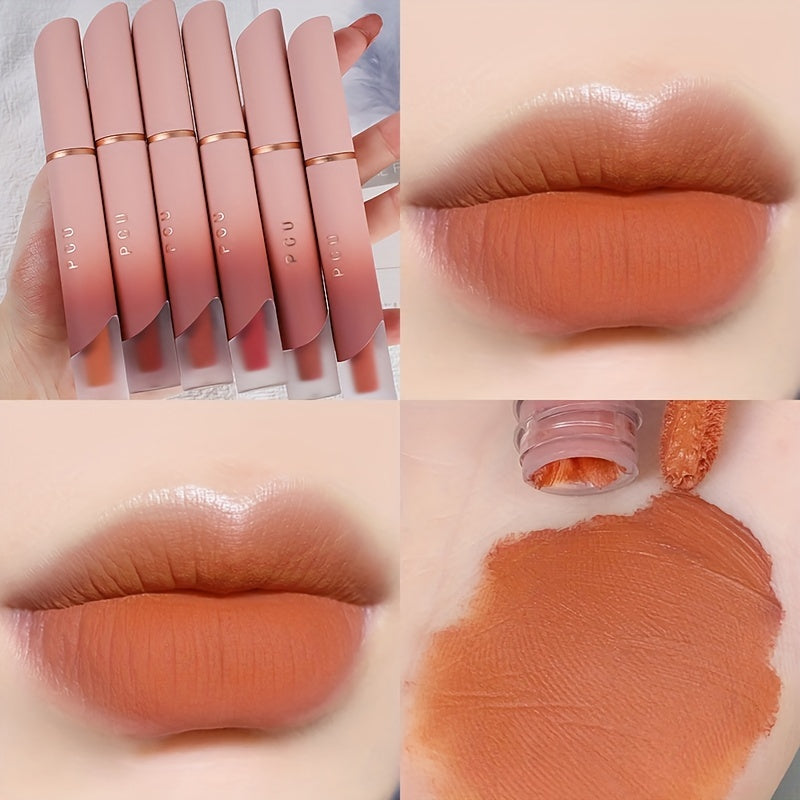 Bálsamo labial mate para mujer, de larga duración, a prueba de agua, tonos nude y rojos