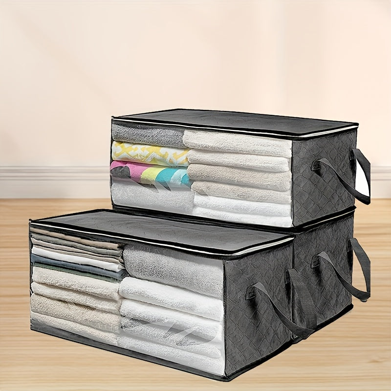 Foldable Storage Boxes with Transparent Window and Handles for Closet Dorm Home Organization
