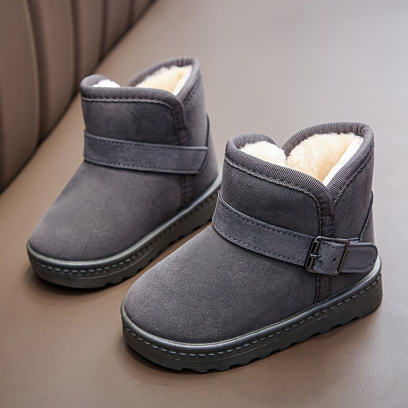 Winter Boots for Boys and Girls Thickened Fabric Snow Boots with Rubber Sole