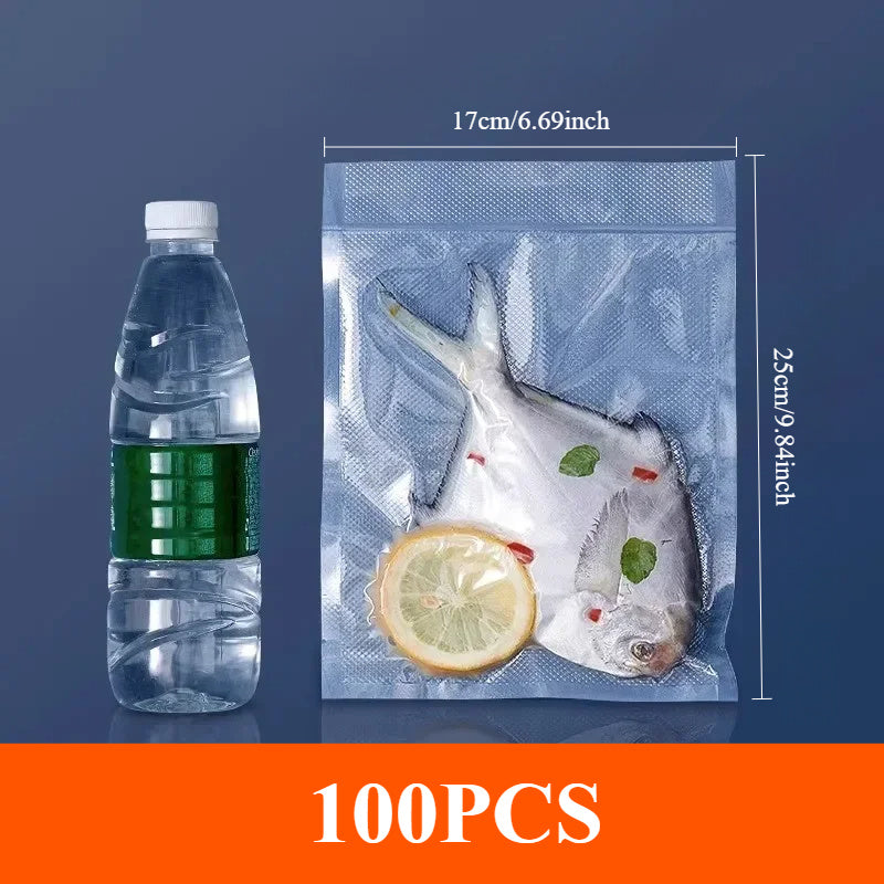 Qayta ishlatiladigan oziq-ovqat saqlash vakuumli qoplar 100 ta paket, yangi saqlash va tartib uchun