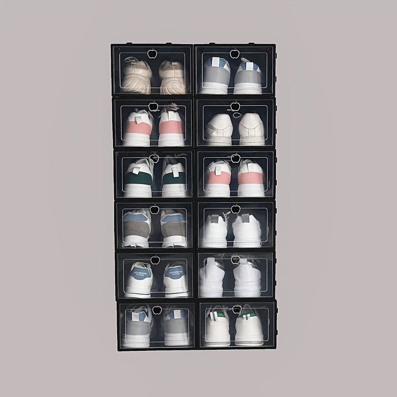 12 Pack Clear Plastic Shoe Storage Bins for Sneakers and Shoes Dustproof Moistureproof Space-Saving Organizer