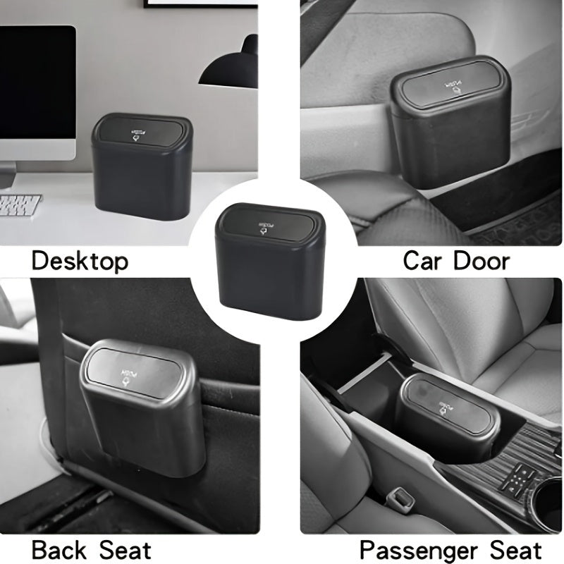 Cubo colgante para puerta de coche con tapa y organizador de almacenamiento