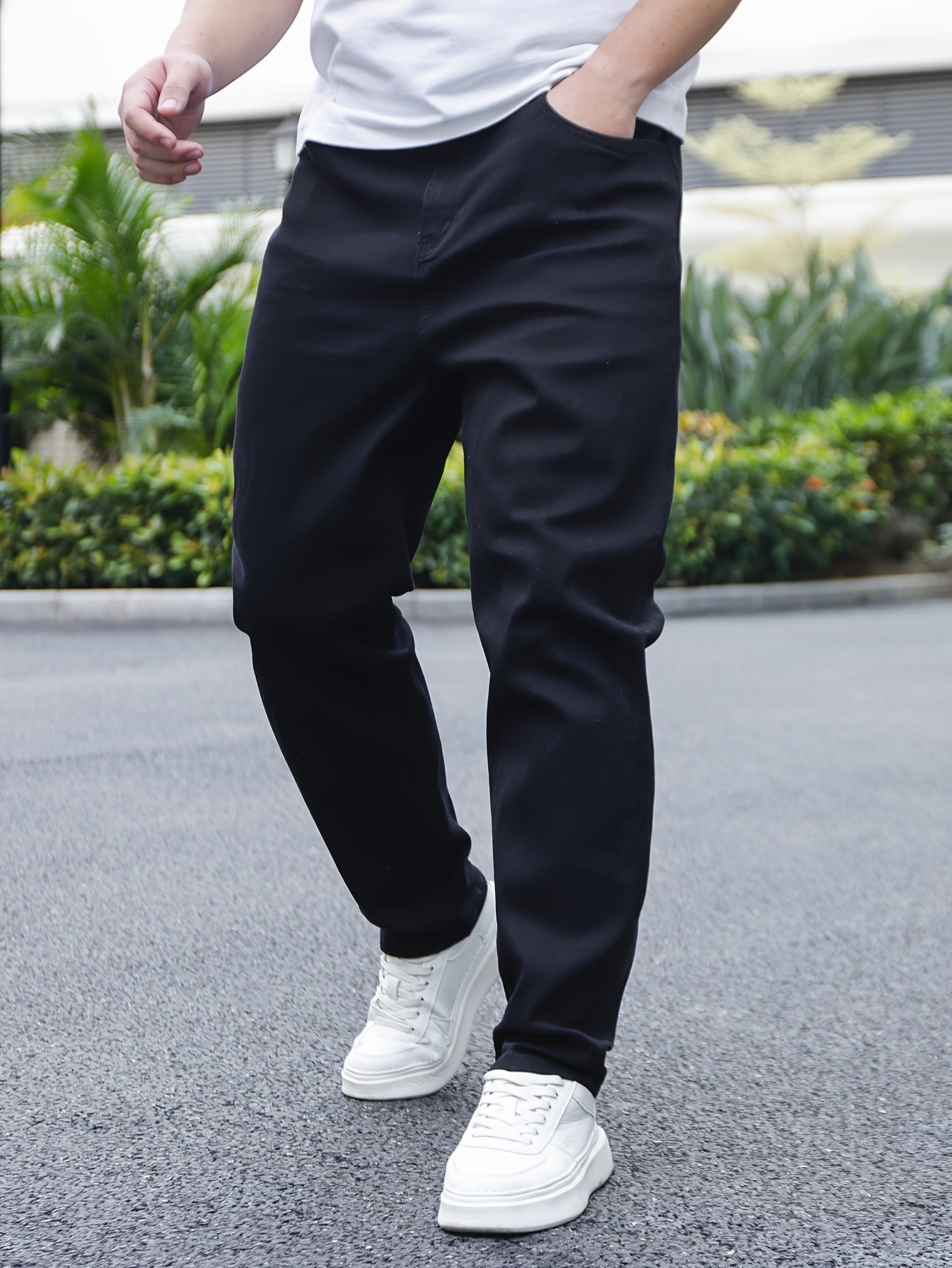 Men's Cotton Jeans Loose Fit with Pockets Medium Stretch All-Season