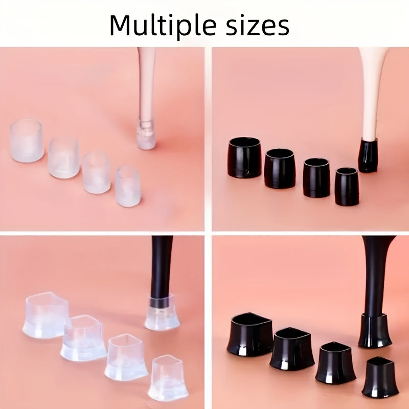 Women's High Heeled Shoe Heel Protectors Transparent Black 16 Pairs