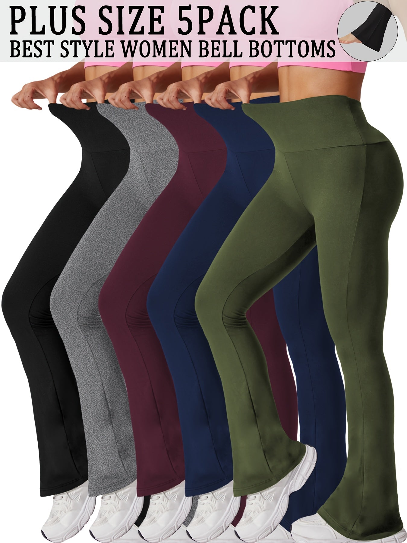 Women's Plus Size Flare Pants Leggings High Waist Tummy Control Soft Bootleg