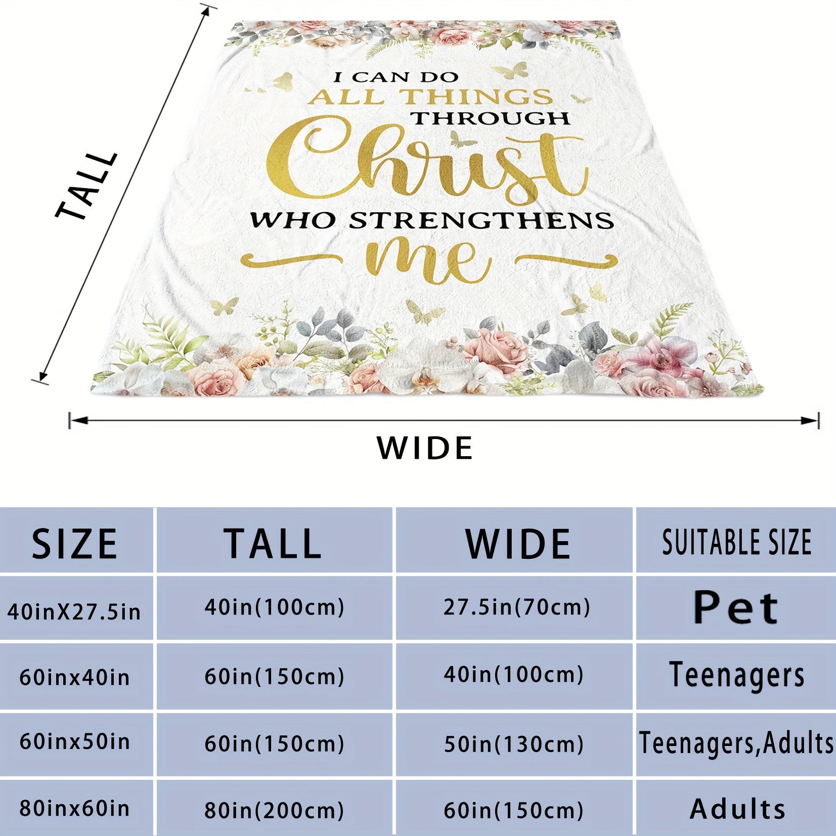 "Плед для женщин с христианской верой - современный стиль, универсальный молитвенный платок на все сезоны, изготовленный из машинно-стираемого трикотажного полиэстера с дизайном вдохновляющего библейского стиха"