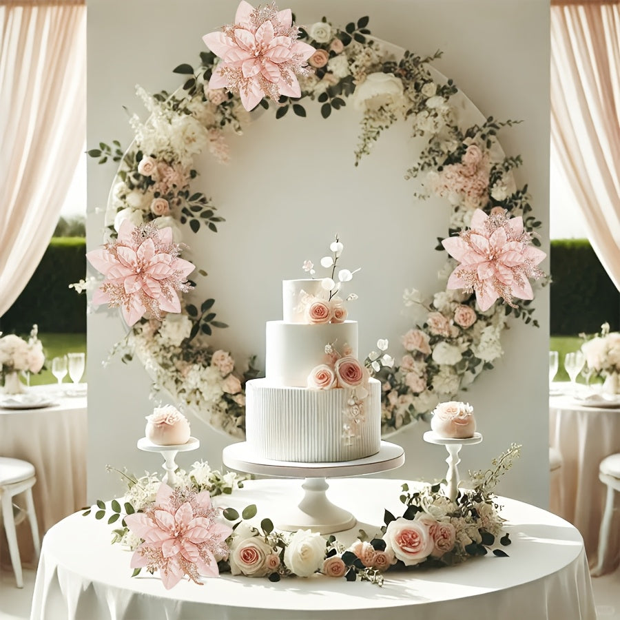 Artificial Flowers Set of 4 Red 5.5 Inch Stems with Clips for Decorations