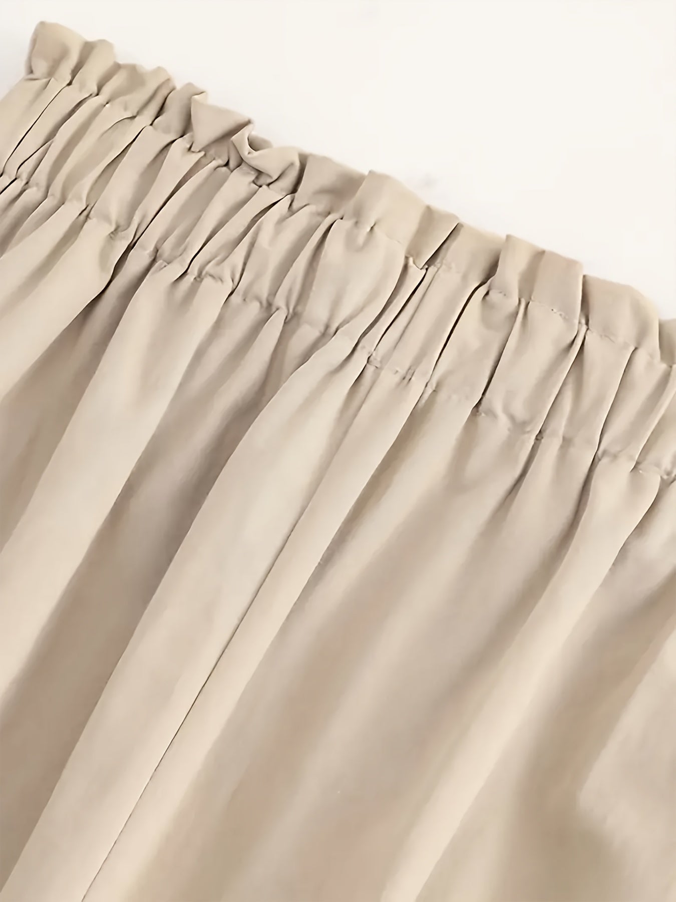 Falda acampanada para mujer de talla grande en beige con bolsillos por debajo de la rodilla para oficina casual