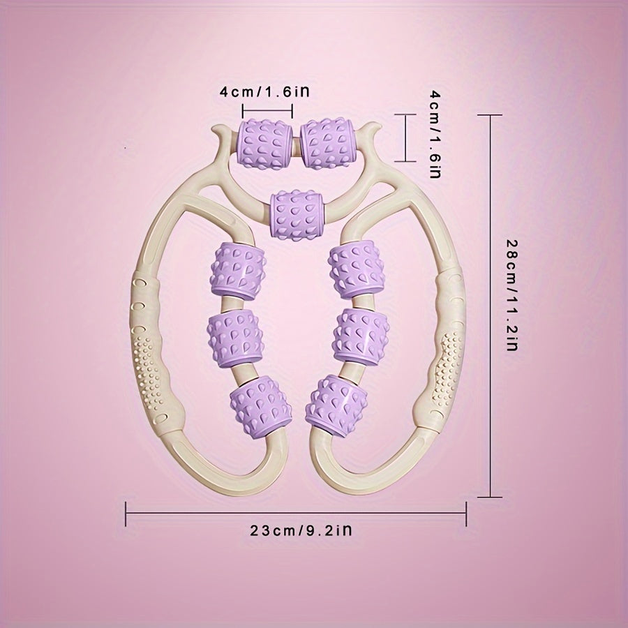 9-Wheel Deep Tissue Massage Stick for Thighs and Calves Plastic Relaxation Tool