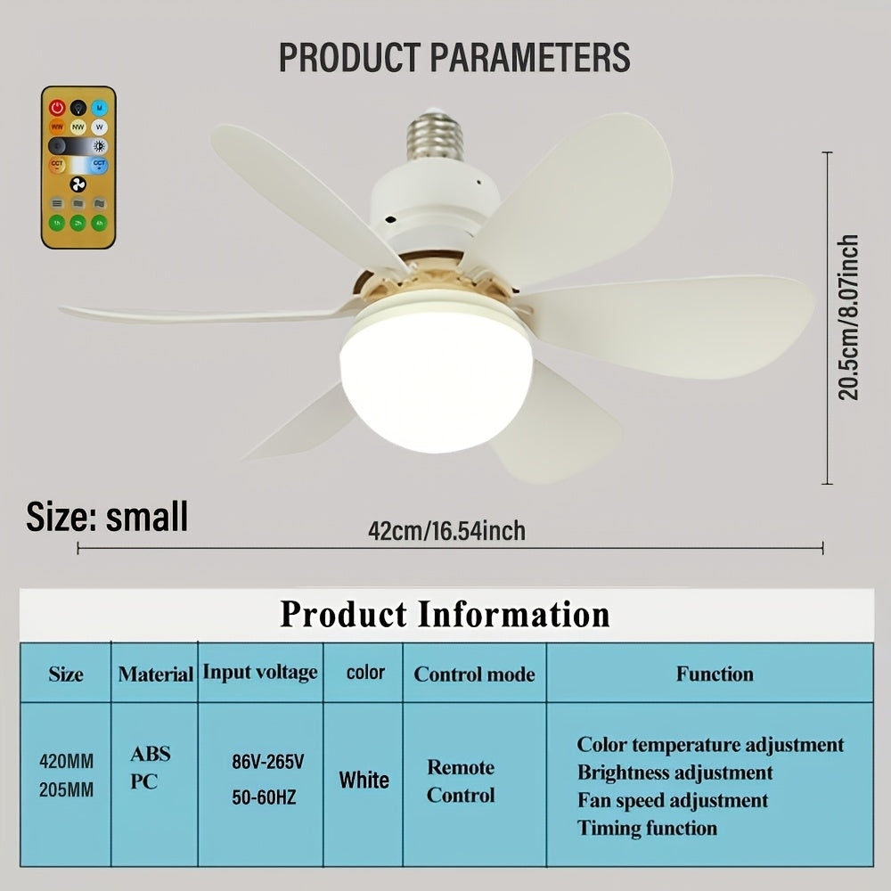 Smart LED Ceiling Fan Light with Remote Control Timer 6 Blades Adjustable Brightness