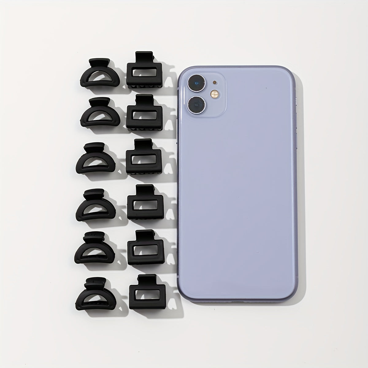 Women's Hair Claw Clips Black Small Square Half-Round Anti Slip Hair Accessories 12 Pack