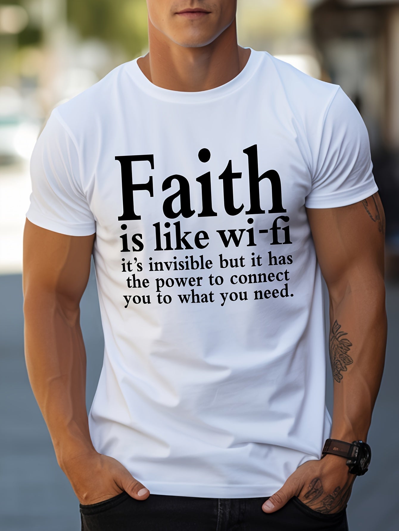 Unisex Navy Blue Heartbeat Print T-Shirt Summer Casual Crew Neck Polyester Elastane