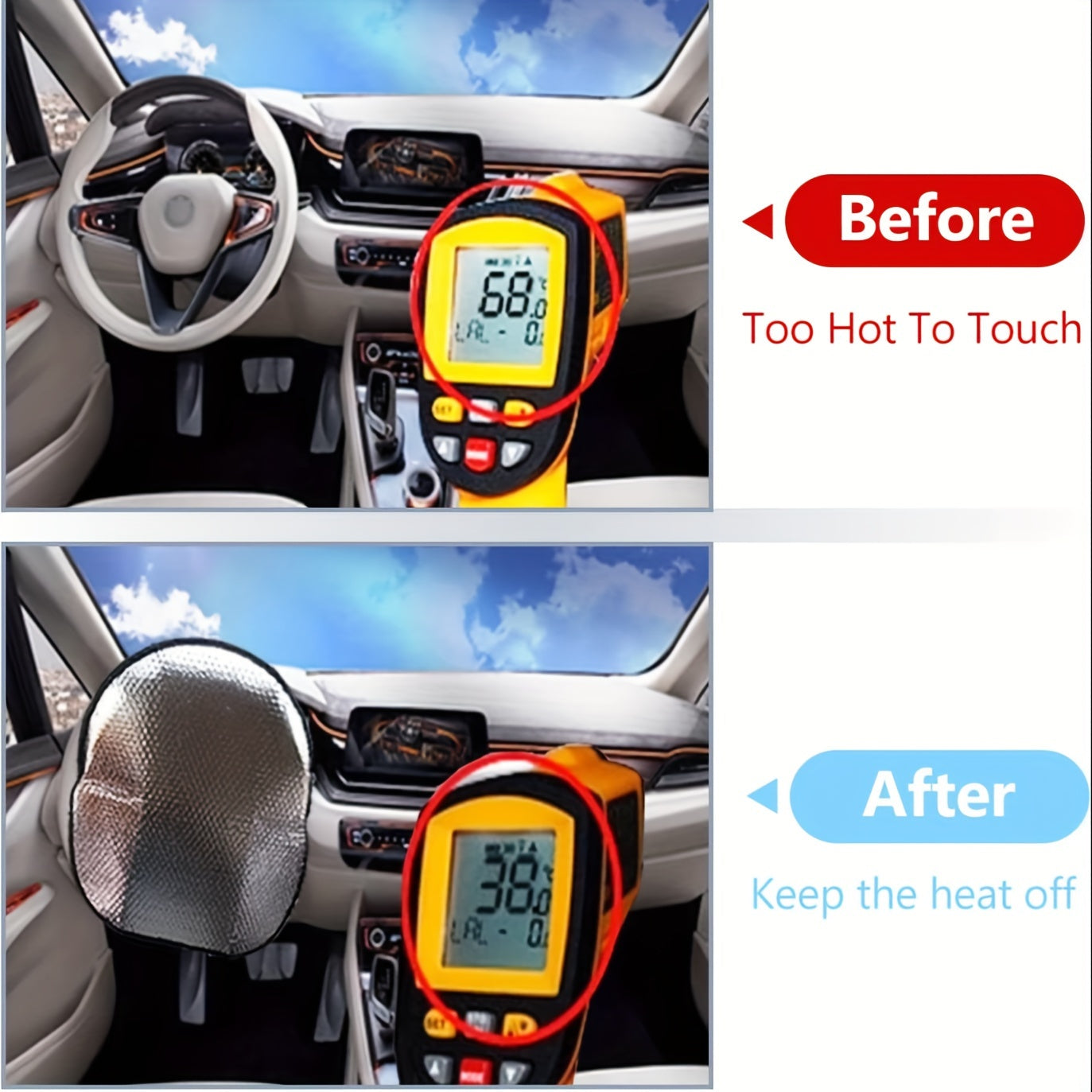 Cubierta universal de sombra solar para volante protección contra UV y calor accesorio para el interior del vehículo