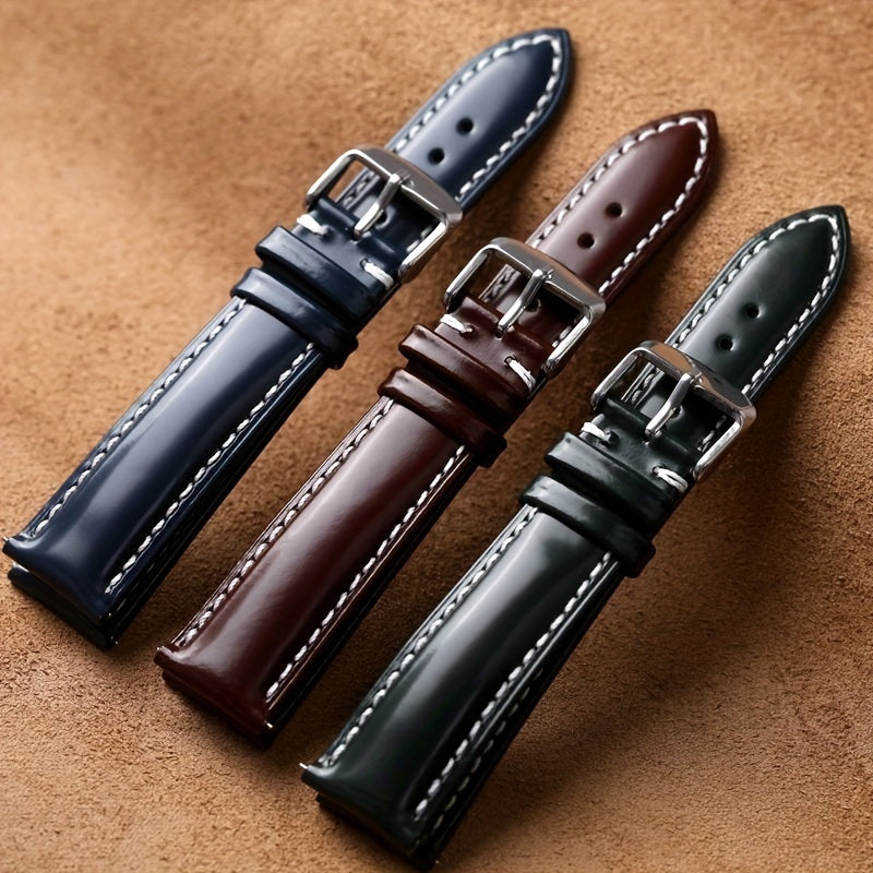 Genuine Leather Watch Strap 18-22mm Quick Release Hand Stitched Horsehide Unisex