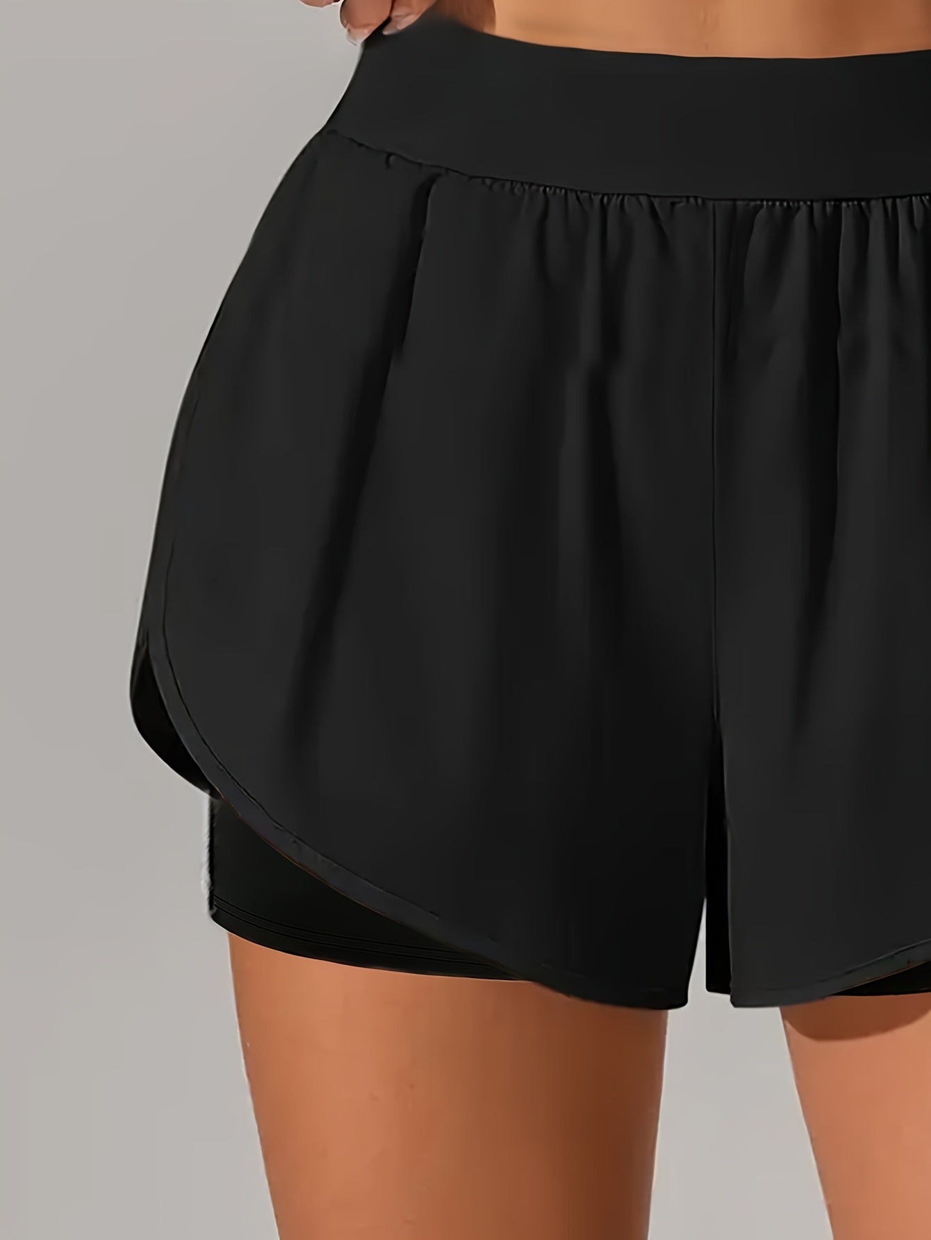 Ayollar uchun yoga shortlari, yuqori bel, kundalik, qora, S o'lcham