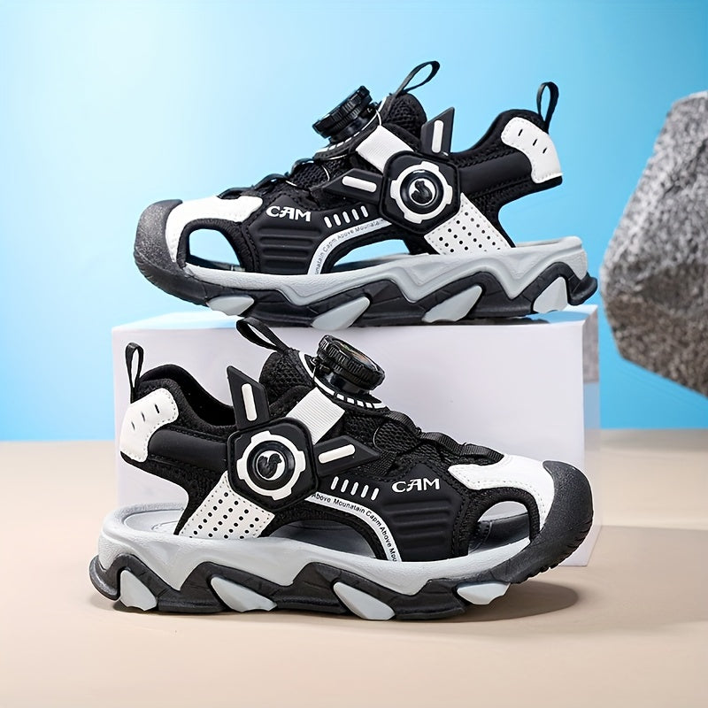 Детские вращающиеся ремешковые сандалии для мальчиков и девочек, легкие, противоскользящие, дышащие, повседневные пляжные и туристические туфли