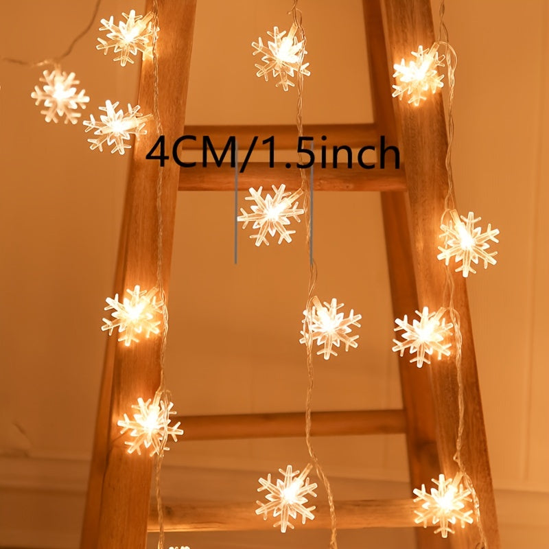 Vintage Snowflake String Lights Battery-Operated White LEDs for Christmas Weddings Gardens