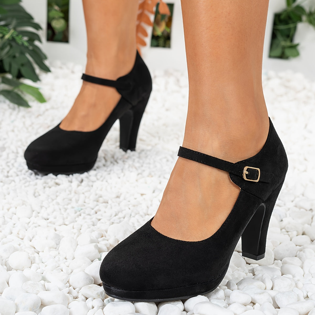 Women High Heel Platform Shoes Elegant Party Dress Heel Black Size 7