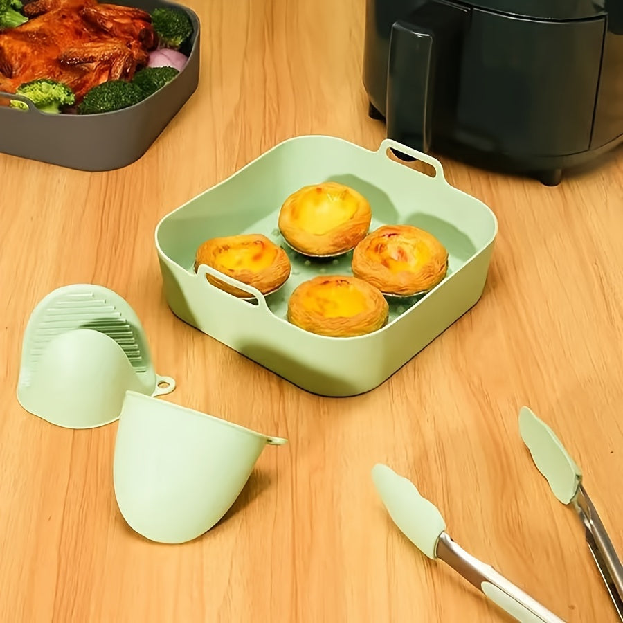 Square Silicone Air Fryer Basket Reusable Non-Stick Kitchen Accessory