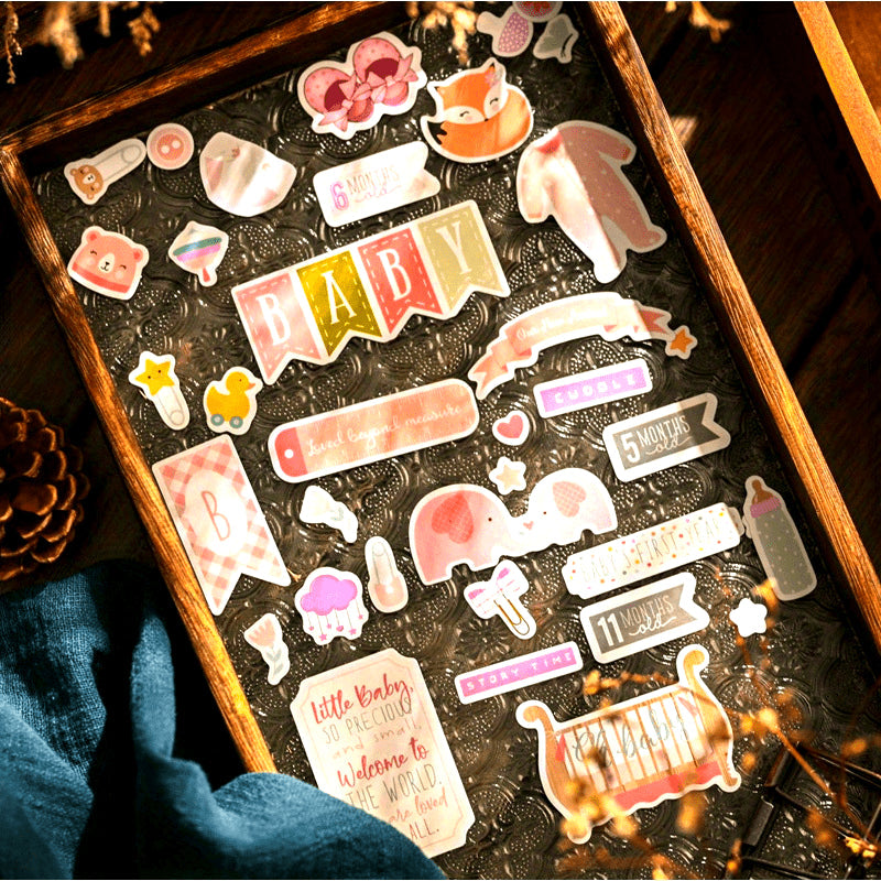 Baby Milestone Stickers Set for Scrapbooking and Journaling, 107 Decorative Embellishments