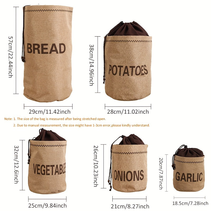 Brown Jute Burlap Storage Bag Rectangular Organizer for Vegetables and Bread