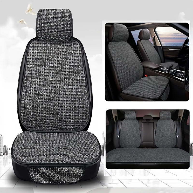 Conjunto de cojines para asiento de coche de lino transpirable, antideslizante, para todas las estaciones, universal