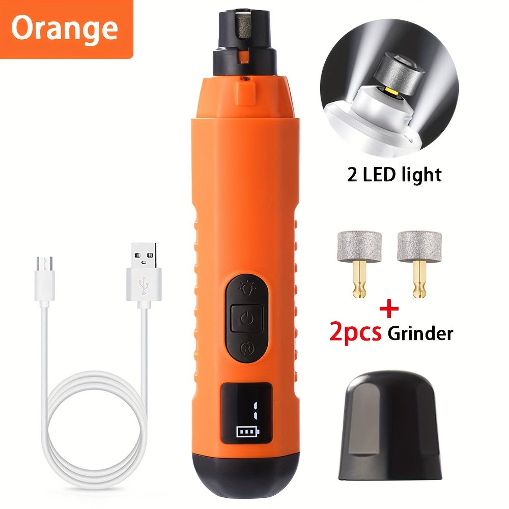 Pet Nail Grinder with 2 LED Lights, 5-Speed Rechargeable Electric Trimmer for Dogs
