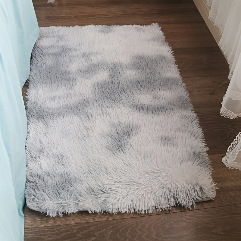 Light Gray Plush Floor Mat Non-Slip Bathroom Bedroom Living Room