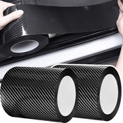 3D Nano Carbon Fiber Car Door Sill Protector Waterproof PVC Adhesive Tape Universal Fit Black