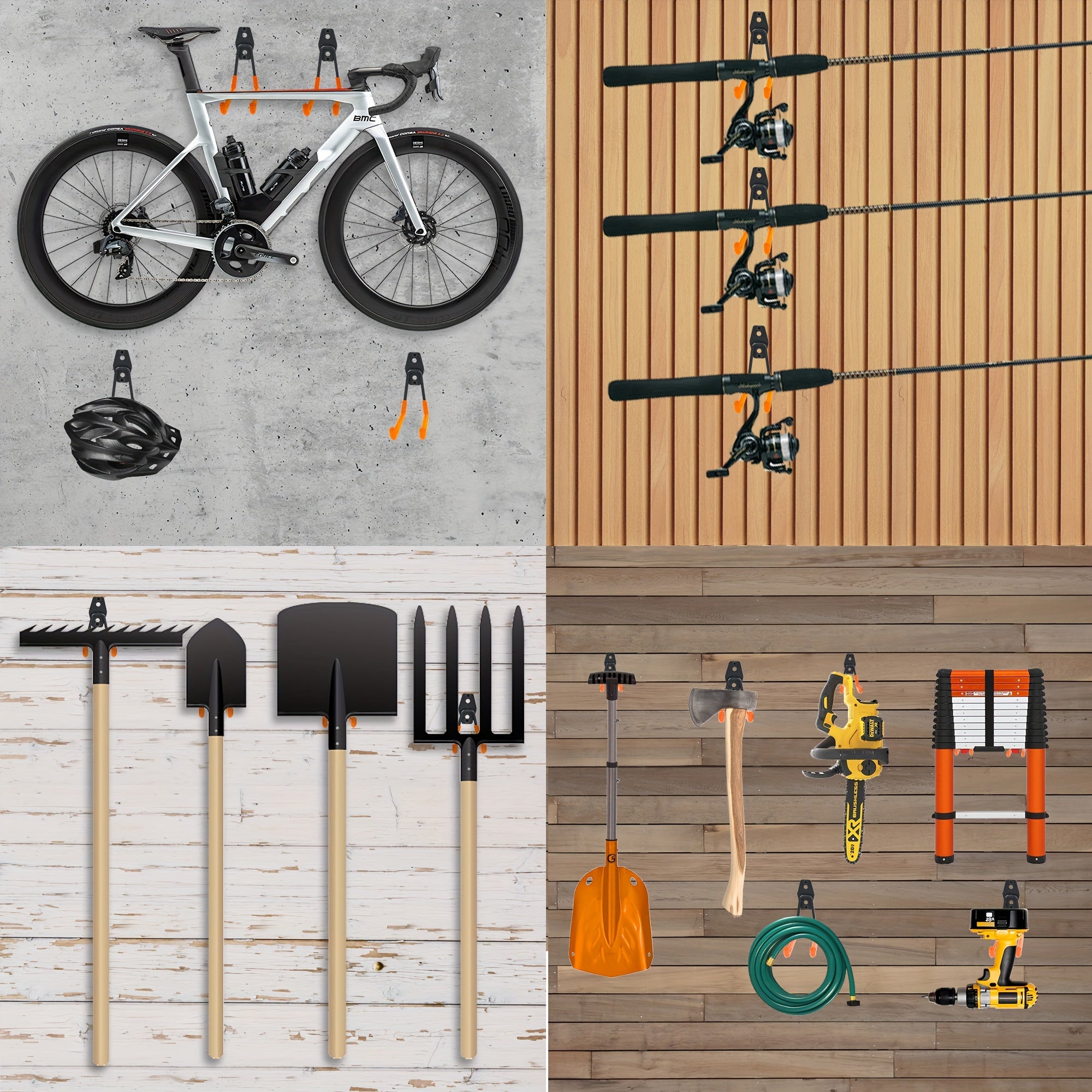 Heavy-Duty Steel Garage Hooks for Power Tools, Ladders, Bikes, and Storage