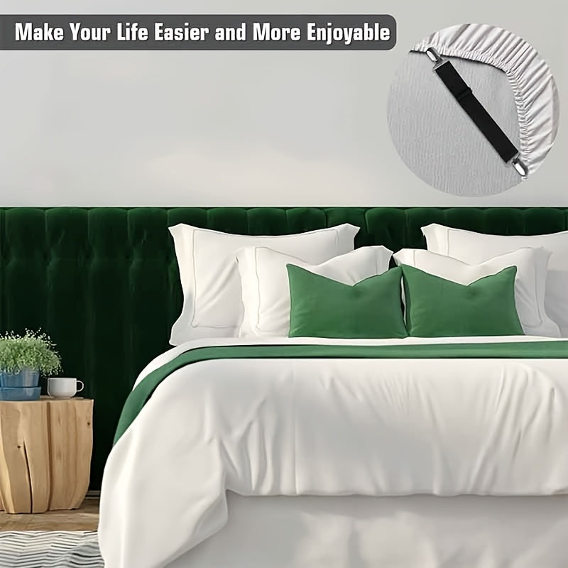 Elastic Bed Sheet Clips Non-Slip Adjustable White Nylon for Mattress Covers Sofa Cushions