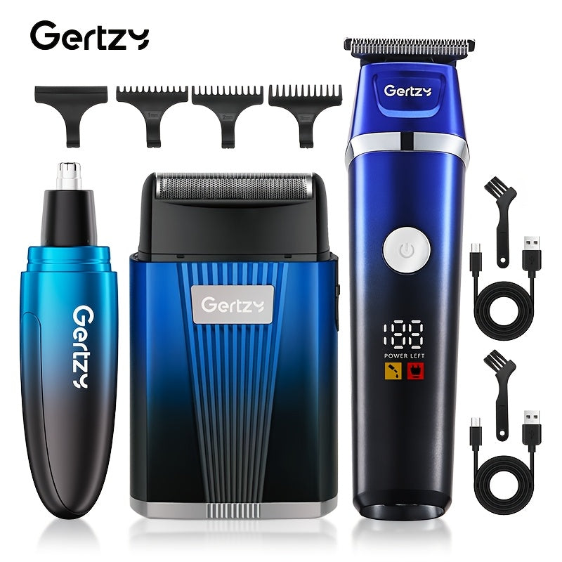 USB rechargeable electric shaver set for men includes nose hair trimmer hair clipper and precision trimmer